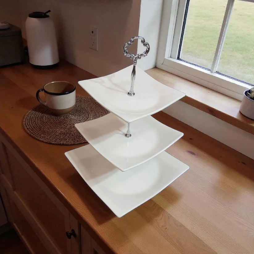 Luxury White Cupcake Stand - 3-Tier Dessert Display