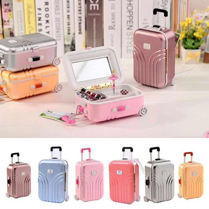 Mini Suitcase Shape Music | Jewelry Mini Storage Box