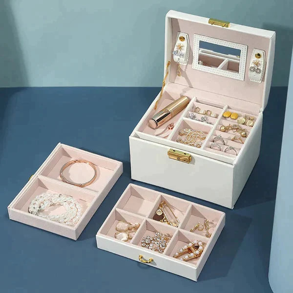 3 Layer Leather Jewelry Organizer