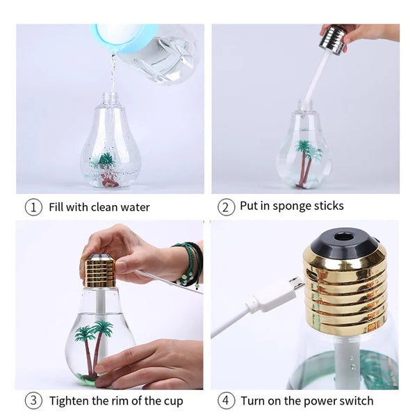 Bulb Humidifier With Colorful Night light
