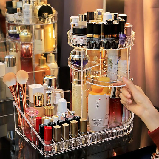 360 Degree Rotation Transparent Acrylic Cosmetics Storage