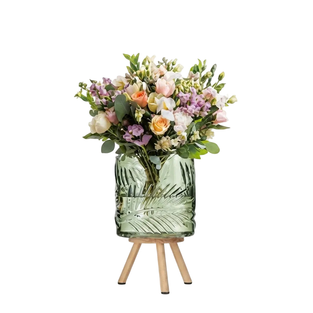 Elegant Glass Decorative Vase – 14.9 × 15.1cm | Stylish Flower Vase