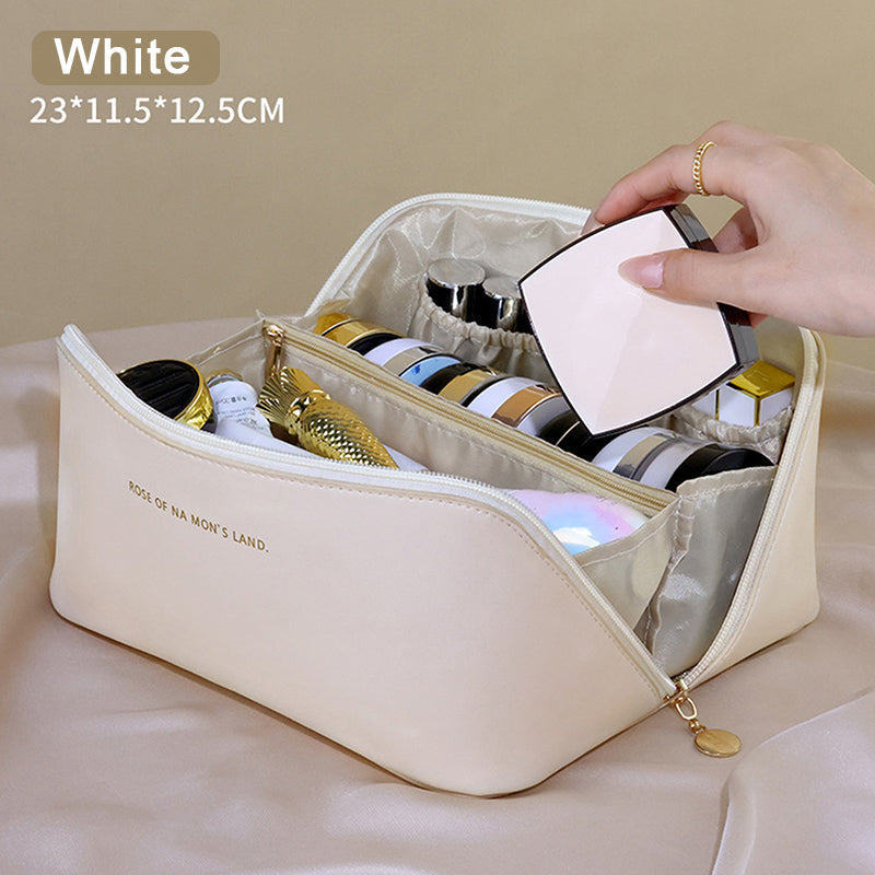 Large Travel Cosmetic Leather Bag For Women Makeup Organizer