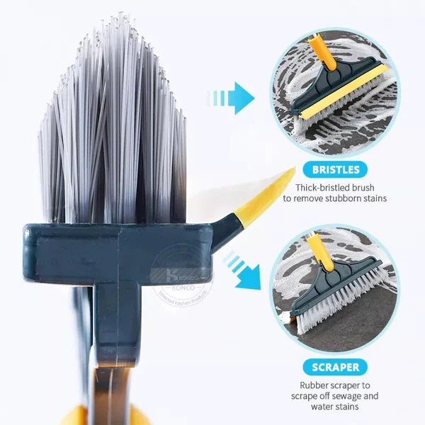 Bathroom Cleaning Brush with Wiper 2 in 1