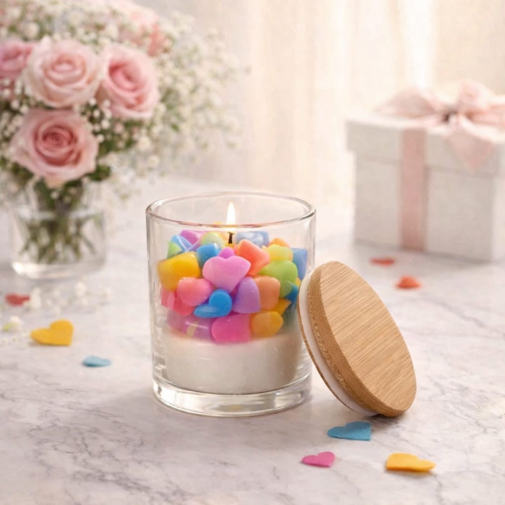 Red Chunk Wax Candle – Wood Lid Jar