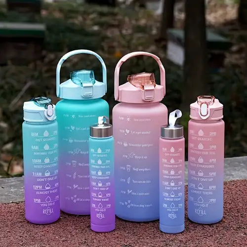 3Pcs Gradient Plastic Water Bottle
