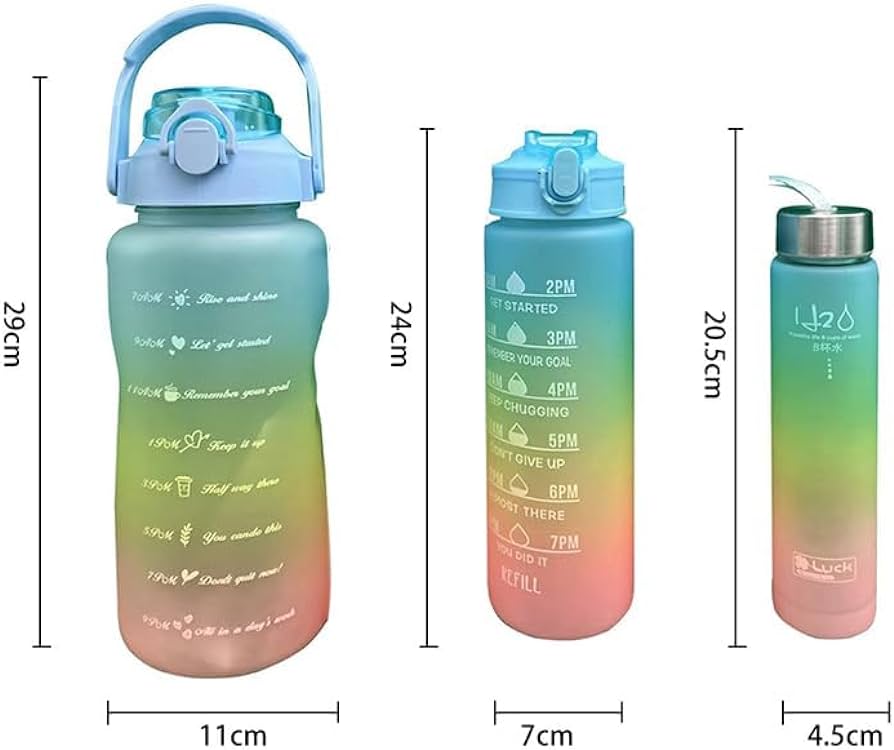 3Pcs Gradient Plastic Water Bottle