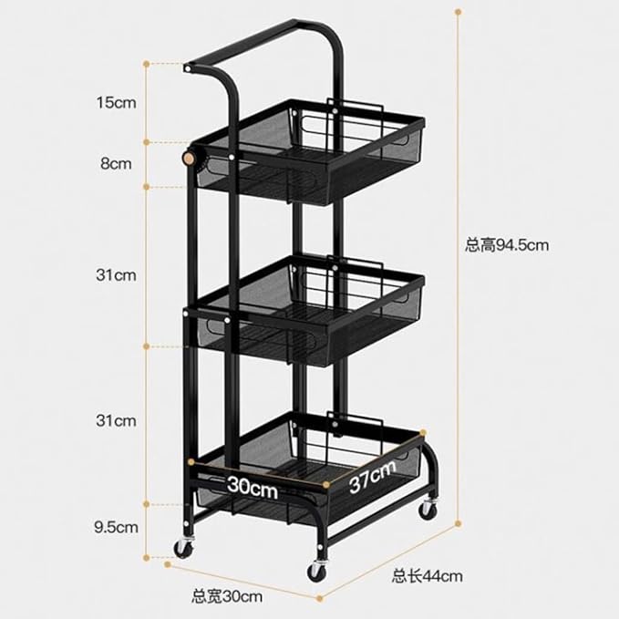 3 Tier Folding Kitchen Storage Trolley