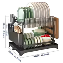 2 Tier Dish Drying Rack with Utensil Holder
