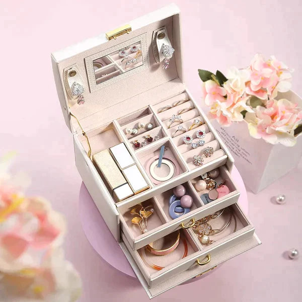 3 Layer Leather Jewelry Organizer