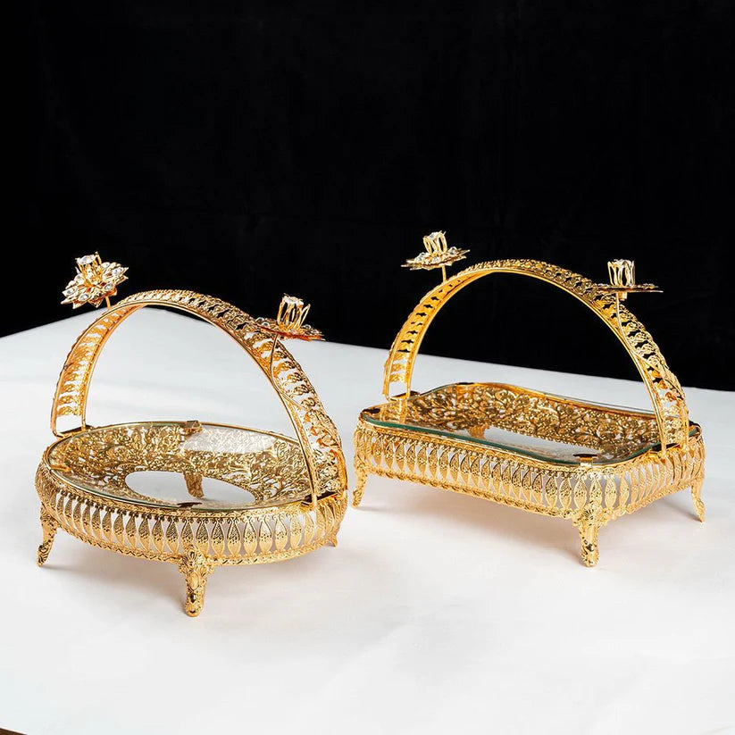 Luxury Gold Basket Tray – Decorative Storage (each)
