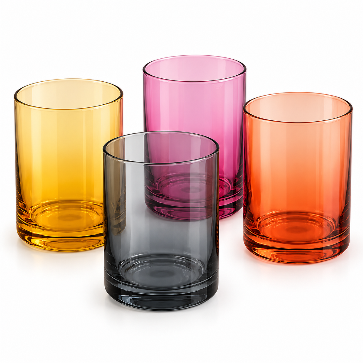 385ml Multicolor Glass Tumbler – Set of 4