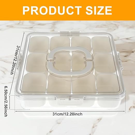Airtight Food Storage Organizer Box with 8 & 12 Compartments – Snack, Fruit & Vegetable Container