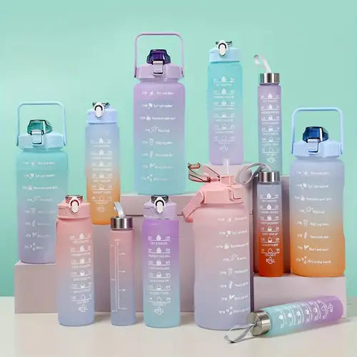 3Pcs Gradient Plastic Water Bottle