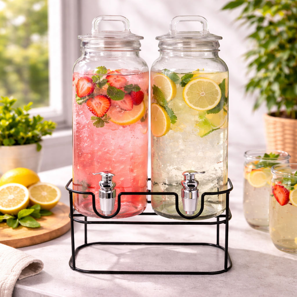 Danny Home Glass Juice Jars with Iron Stand 2300ml