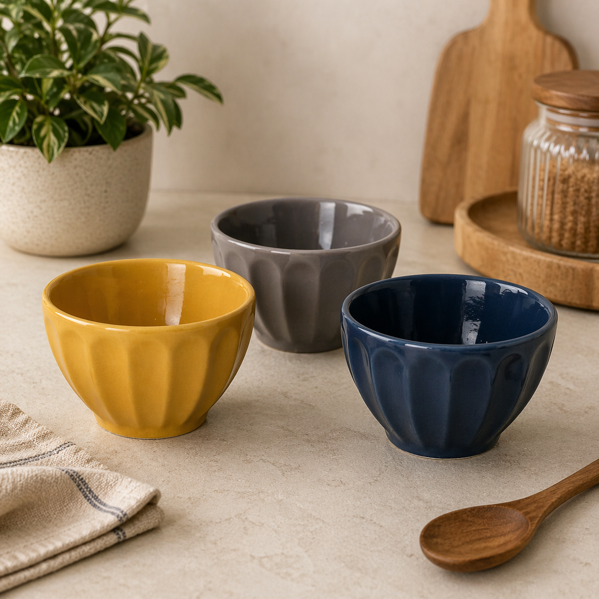 Danny Home Mixed Colour Dessert Bowl 3pcs 4.25"