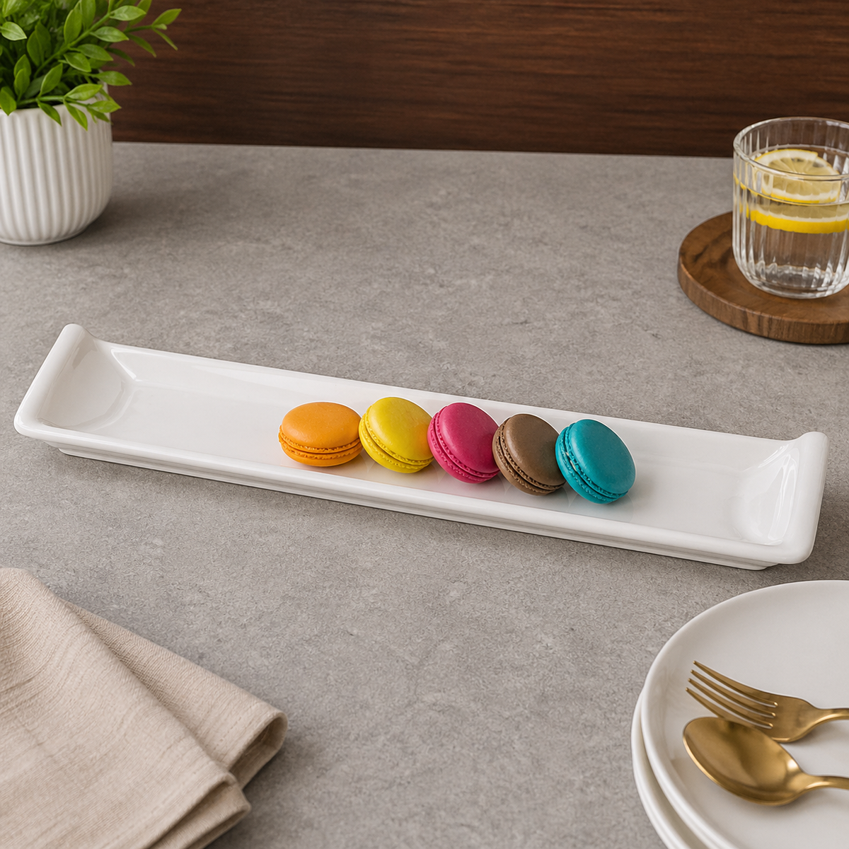 Brilliant 17.25-Inch Rectangular Ceramic Serving Plate