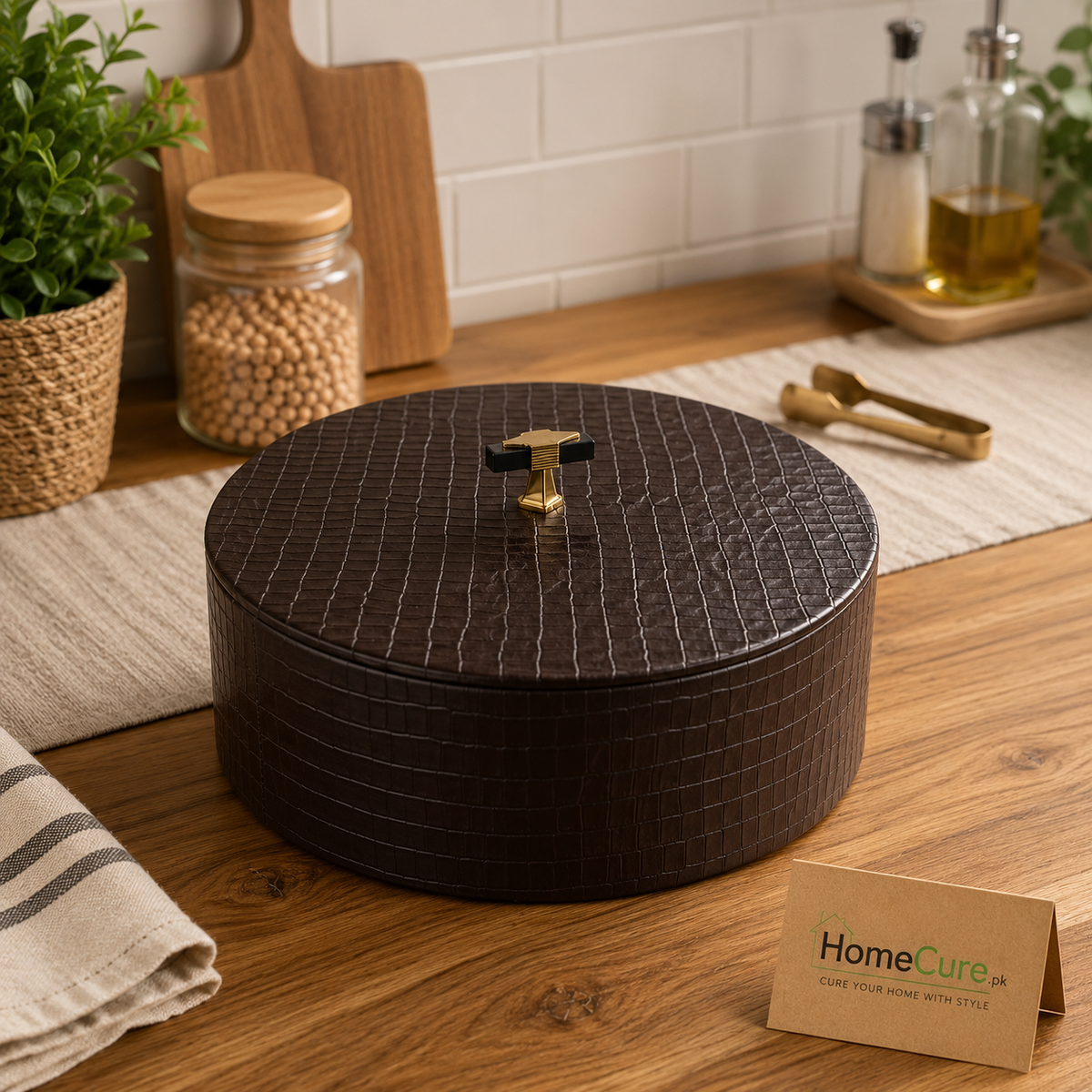 Luxury Crocodile Texture Hot Pot – Insulated Roti & Food Serving Casserole
