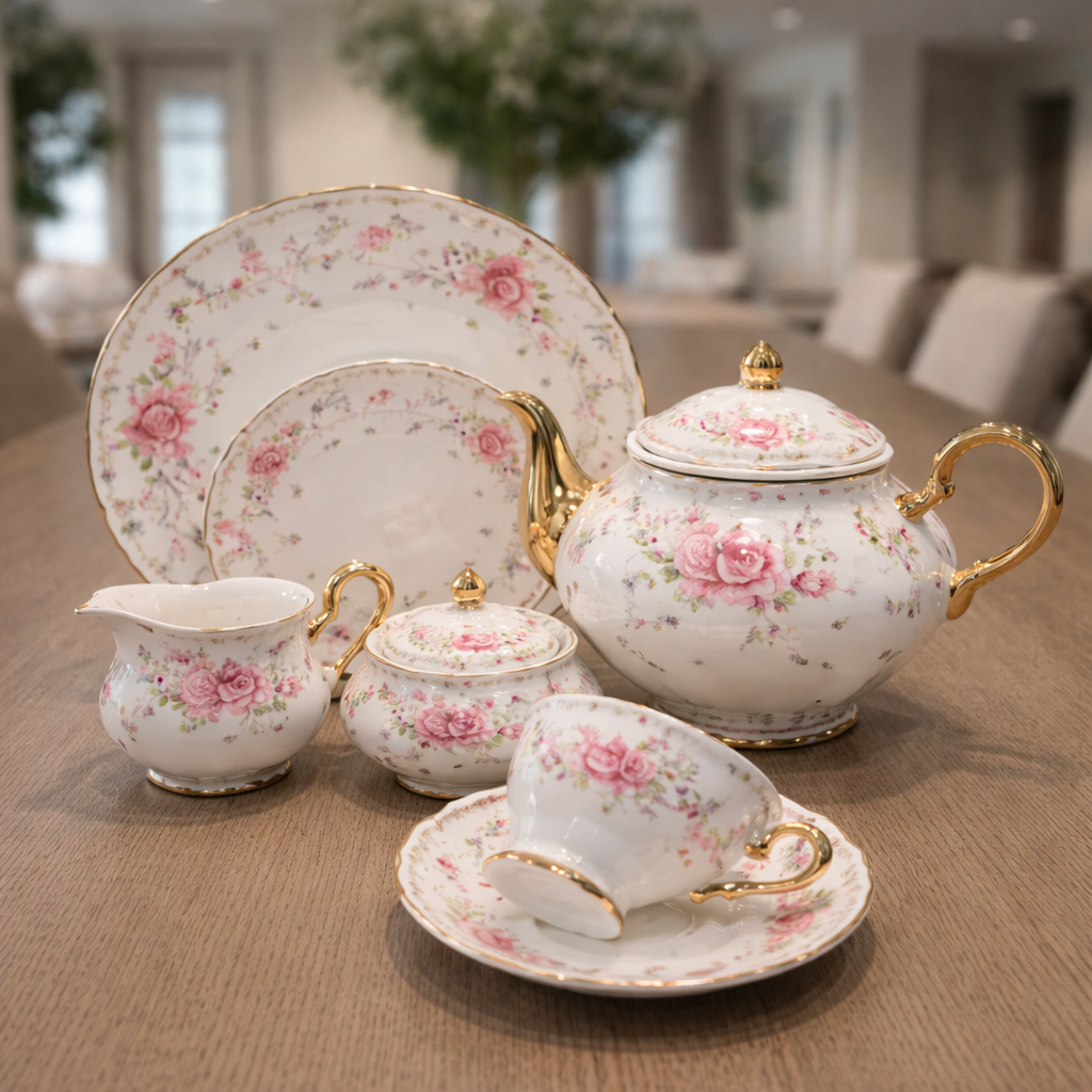 Royal Albert Inspired 24Pcs - Pink Rose Elegance Tea Set