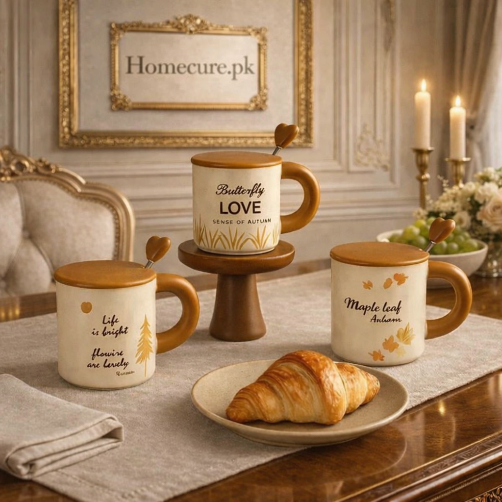 Autumn Ceramic Mug - Silicone Lid & Heart Spoon (each)