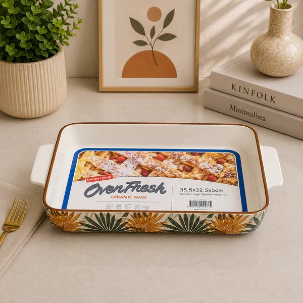 Danny Home Rectangular Ceramic Serving Dish – 35.5 cm