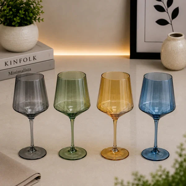 Danny Home Colored Wine Glass Set – 450ml (4 Pcs)