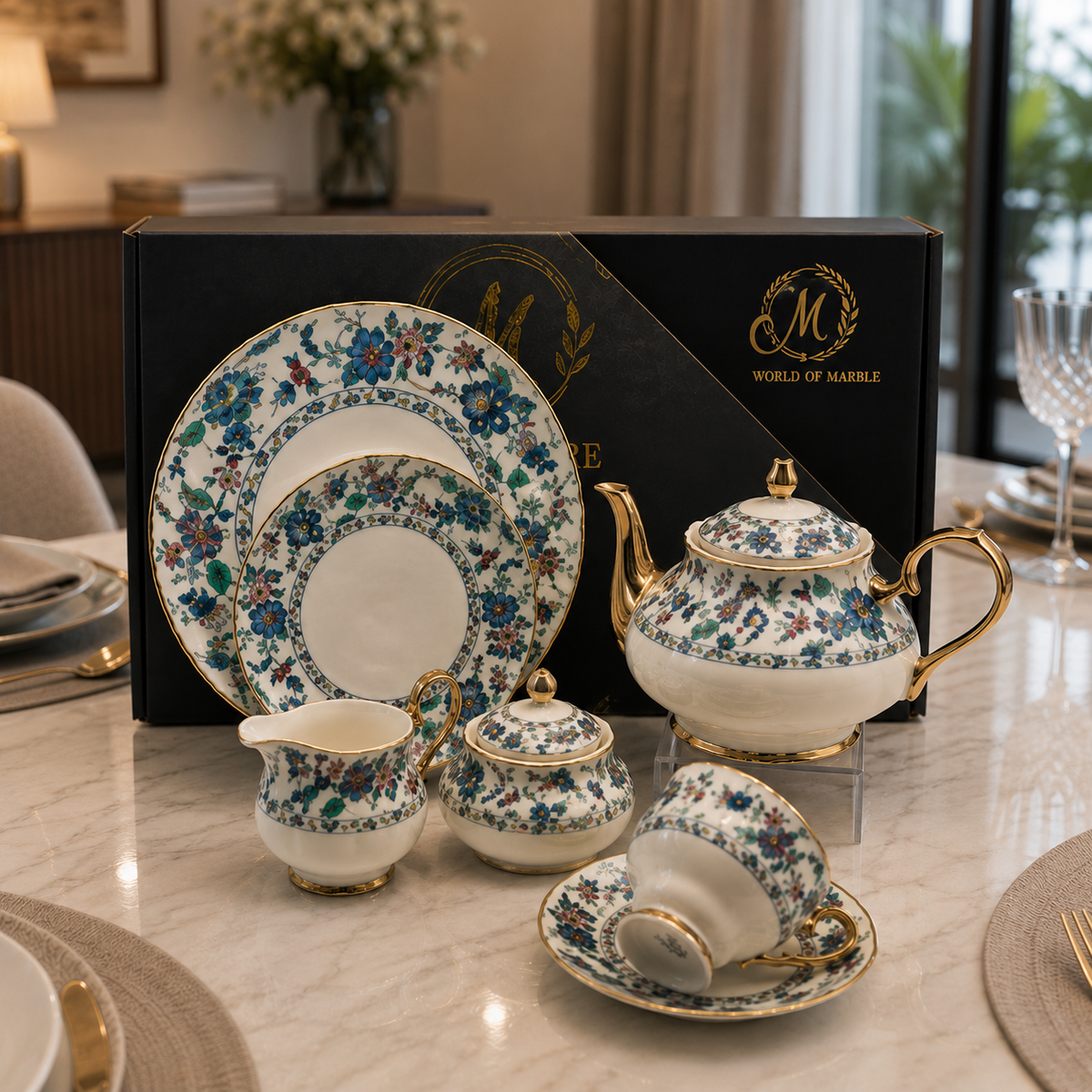 Royal Albert Royal Bloom Ceramic 24-Piece Tea Set