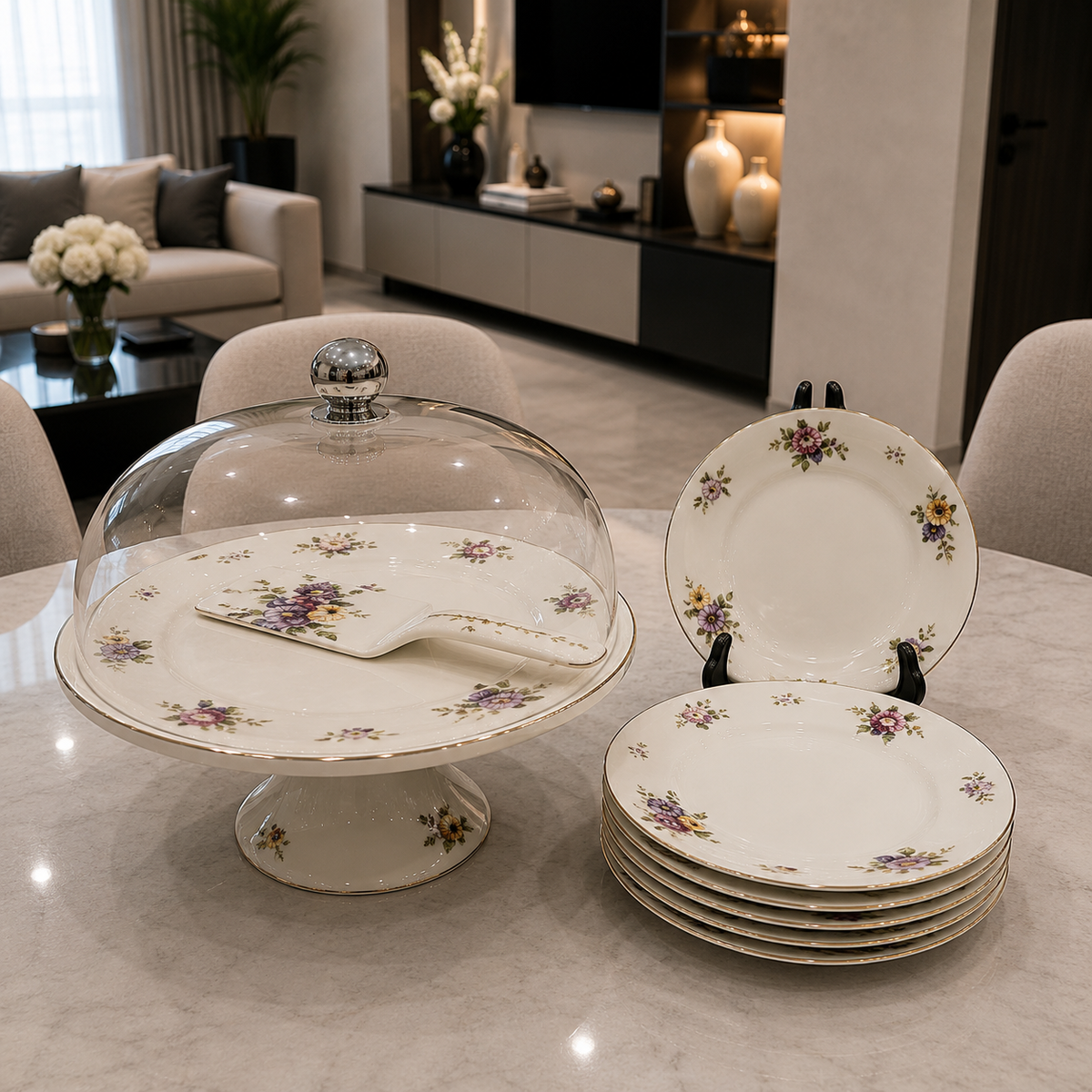 Royal Albert Floral Grace 9-Piece Cake Serving Set