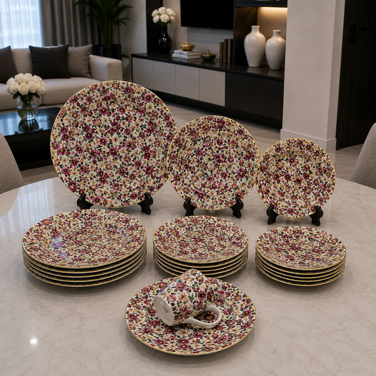 Royal Albert Vintage Bloom 24-Piece Plate Set