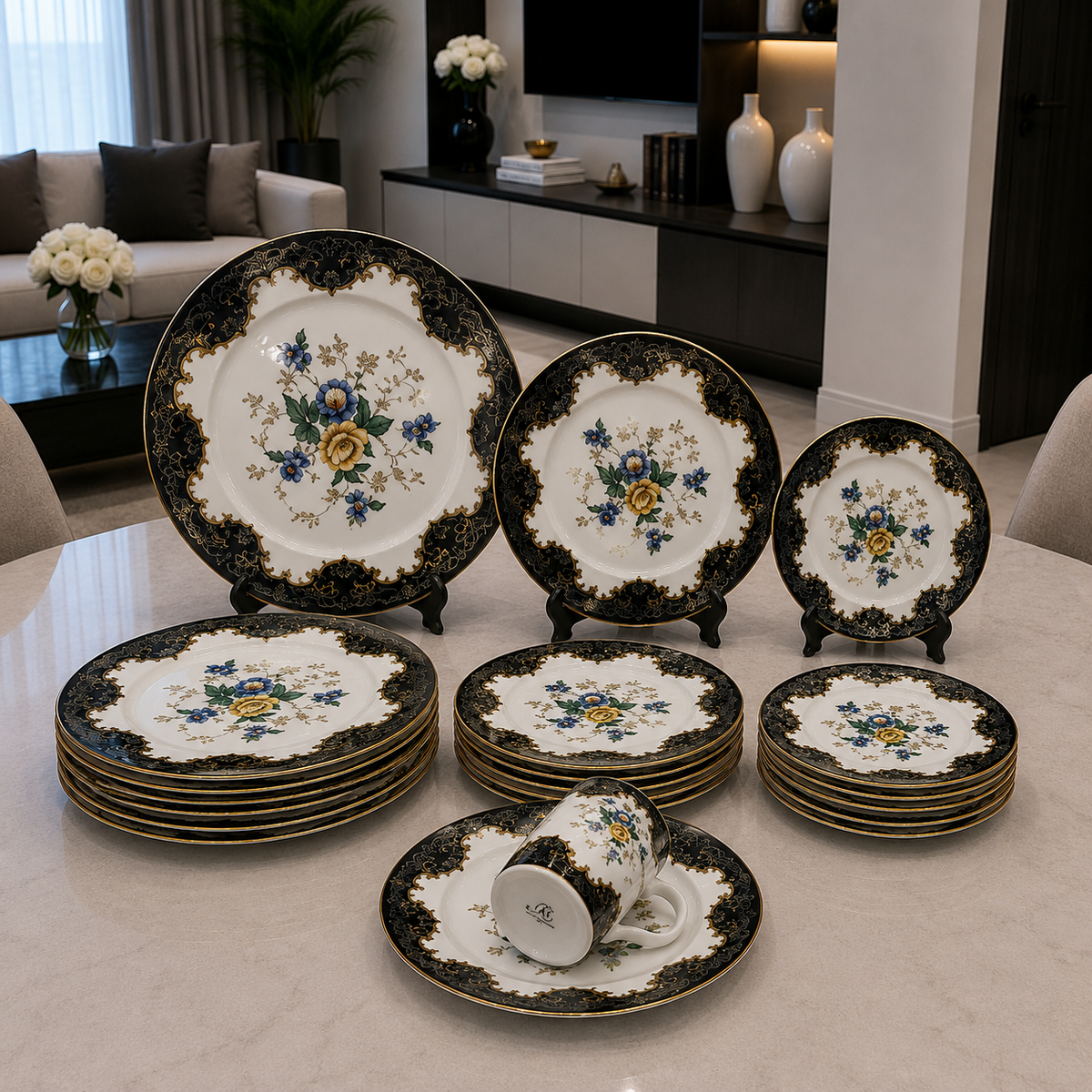 Royal Albert Noir Heritage 24-Piece Plate Set