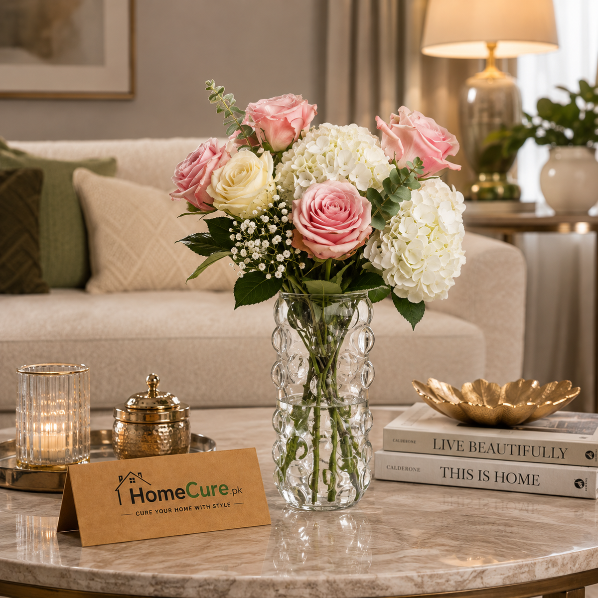 Premium Glass Decorative Vase – 28.1cm | Modern Flower Vase