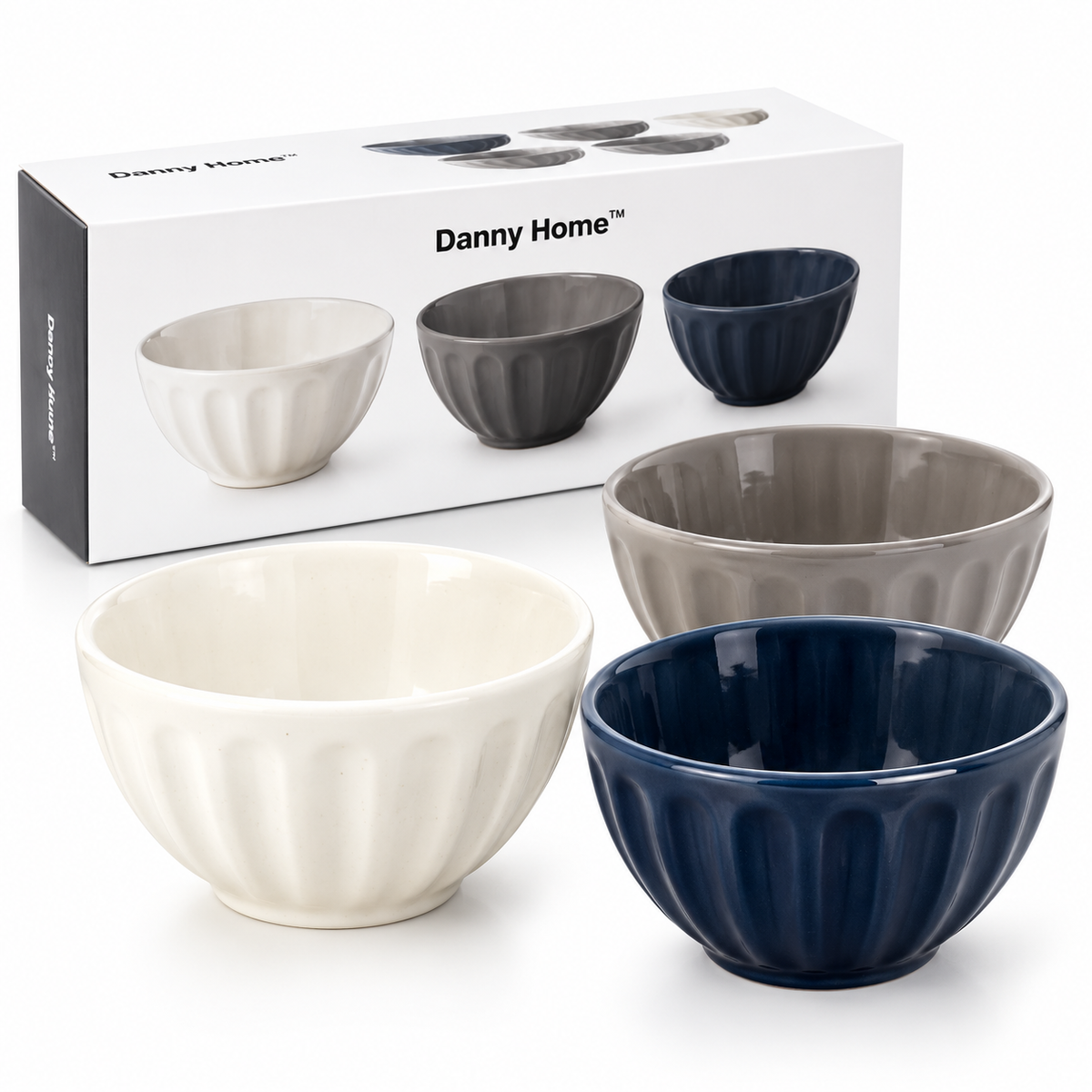 Danny Home Mixed Colour Dessert Bowl 3pcs 4.25"