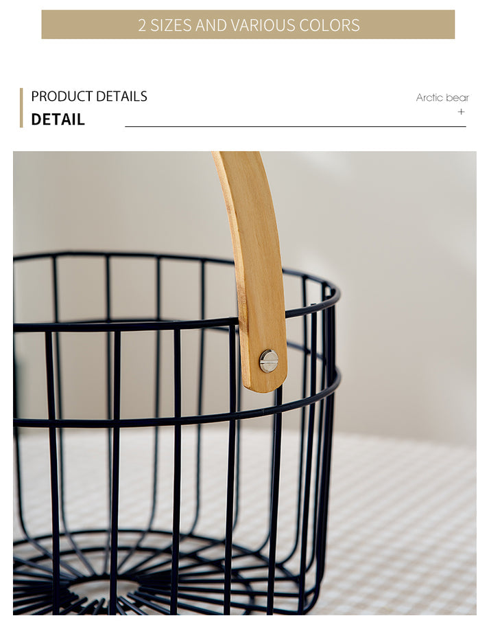 multipurpose iron basket with wooden handle