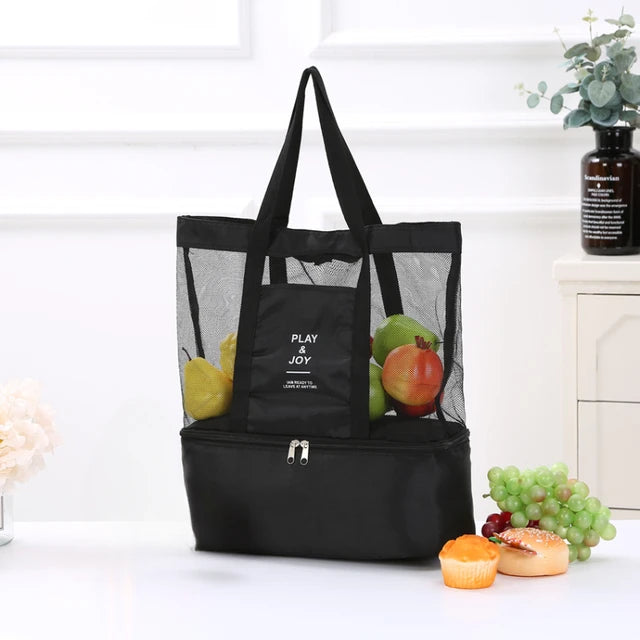 High Capacity Women Mesh Transparent Bag Double-layer Heat