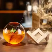 600ml Glass Drink Cup with Wooden Stand