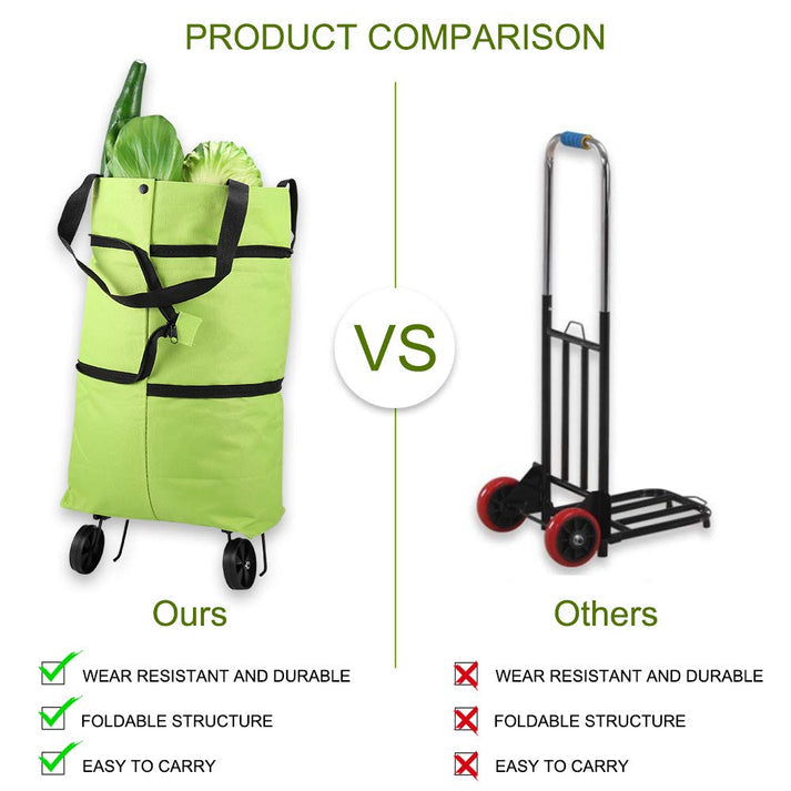 Foldable Shopping Trolley Tote Bag With Wheels Reusable