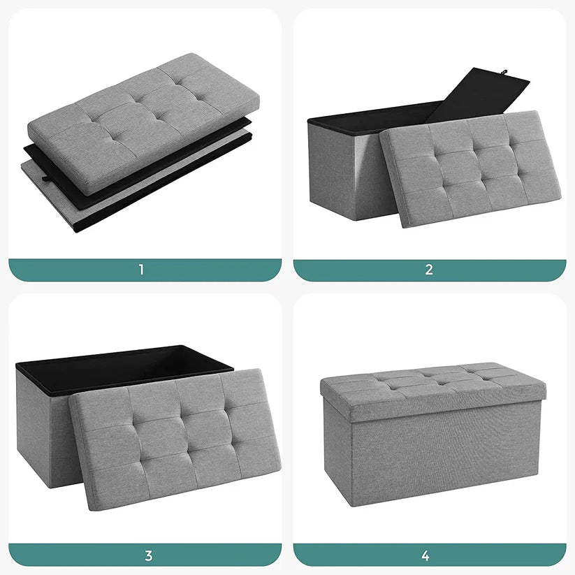 Large Capacity Storage Box - Padded Cushion Bench & Shoe Stool