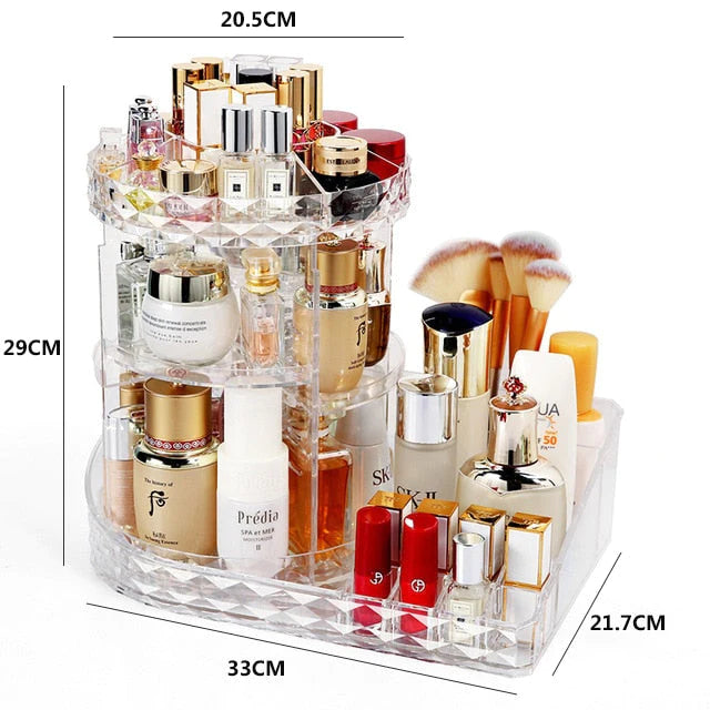 360 Degree Rotation Transparent Acrylic Cosmetics Storage
