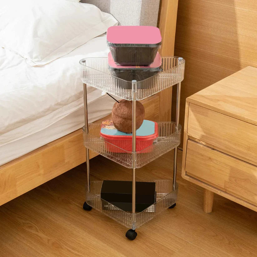 Acrylic Triangle Corner Trolley for Space-Saving Storage Solutions