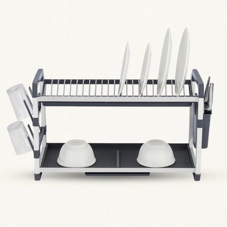 Binca 2-Tier Dish Rack Aluminium Drainer Storage Rack