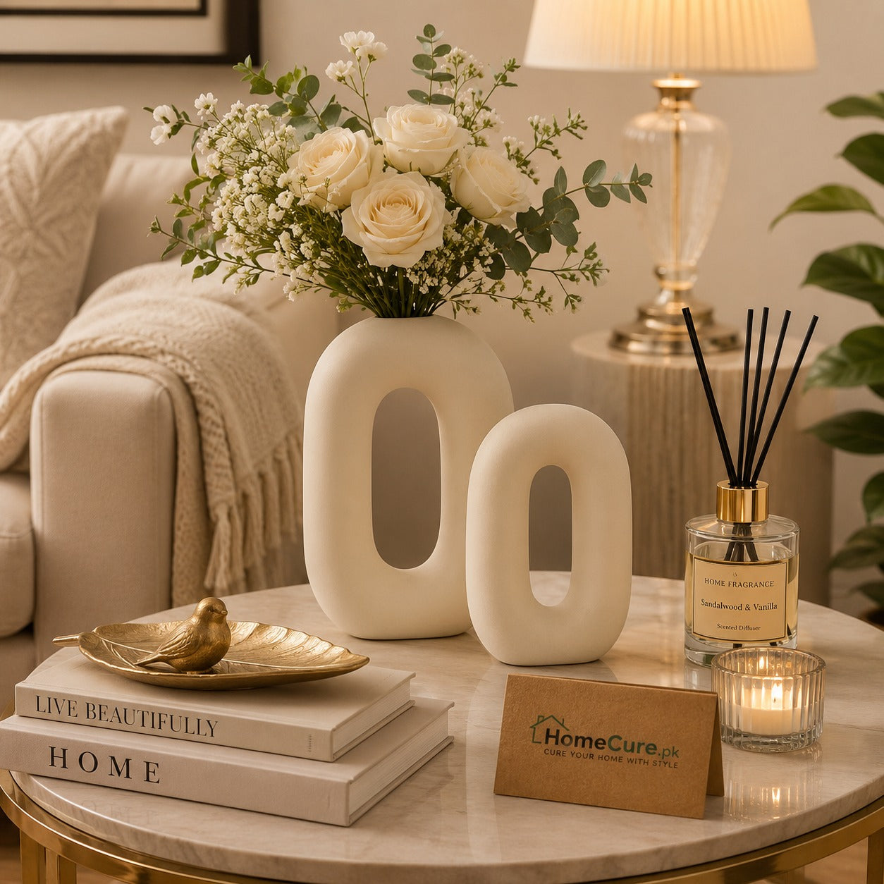 Modern Hollow Ceramic Vase Set (2 Pcs) | Nordic Minimalist Home Décor