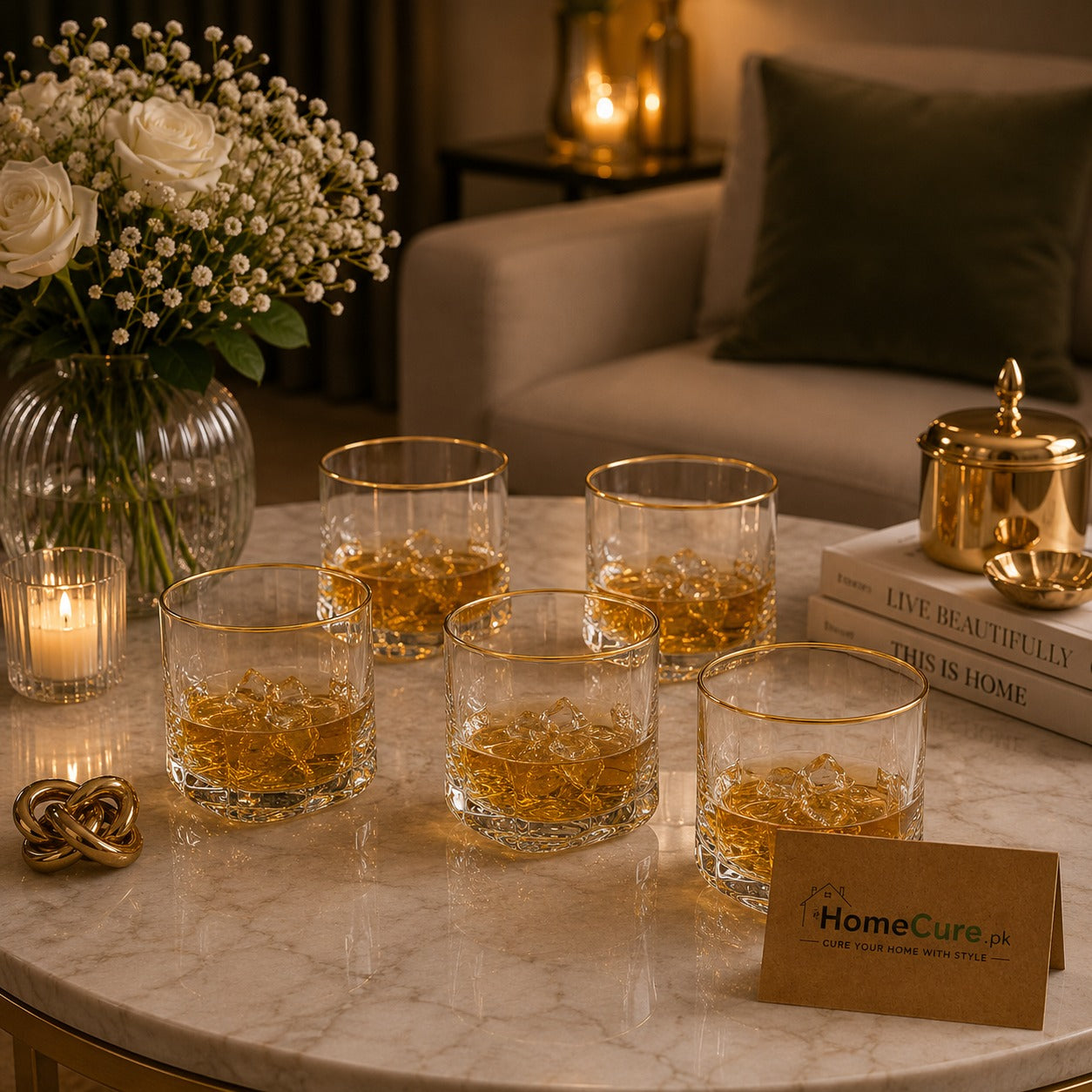 Sovereign Gold Line Glassware Set – Pack of 6