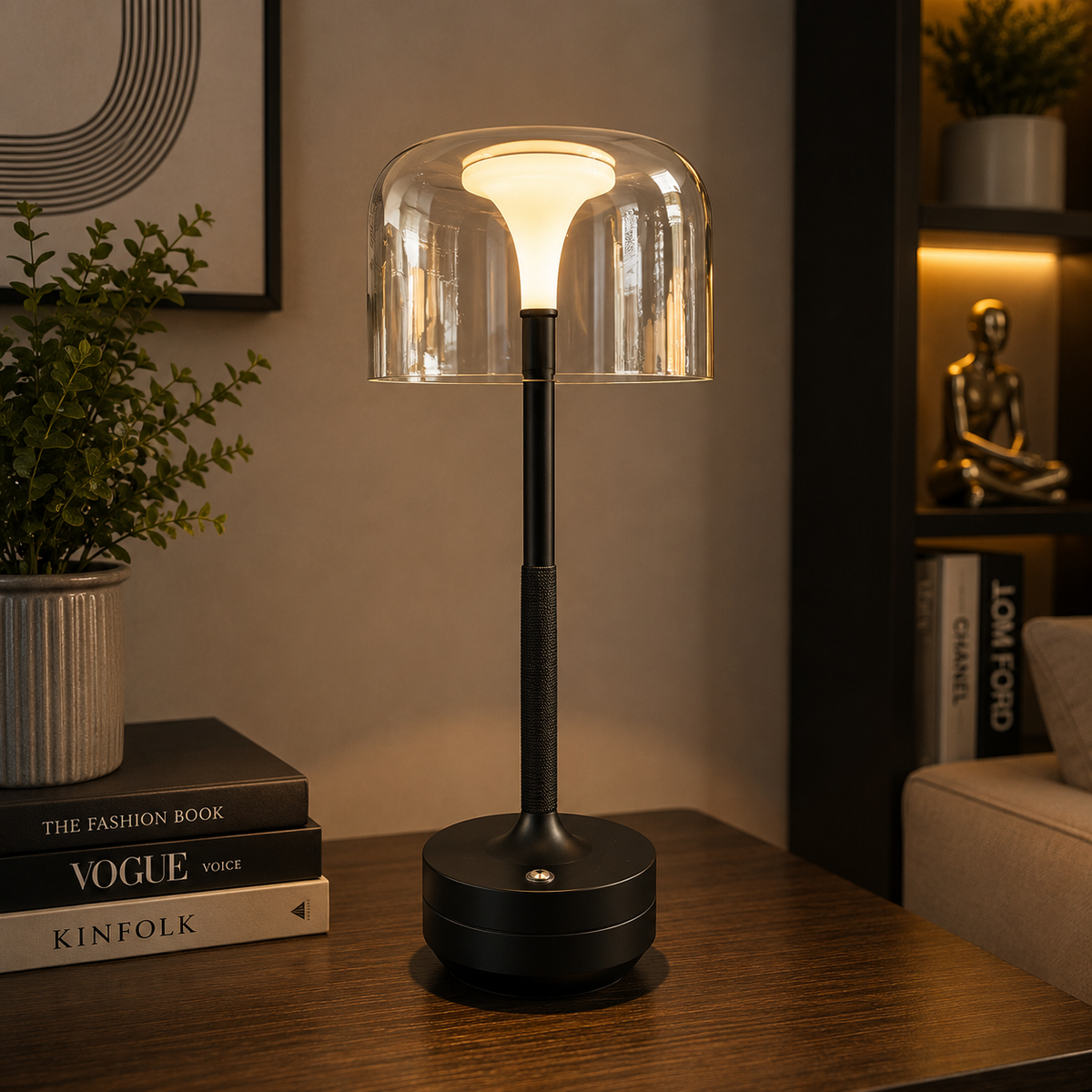 Midnight Aura Glass Table Lamp