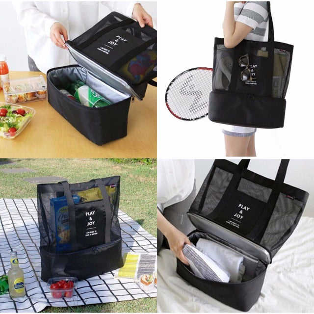 High Capacity Women Mesh Transparent Bag Double-layer Heat