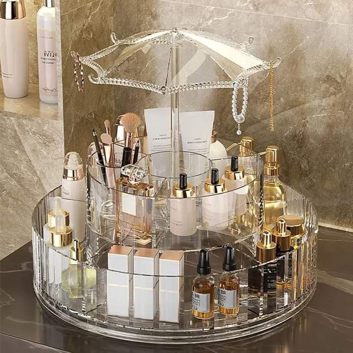 Acrylic 360 rotating cosmetic plus jewellery organizer