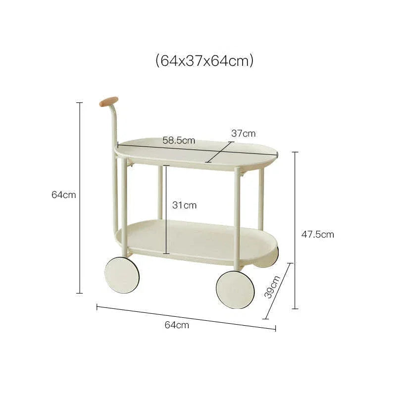 Luxury Oval Serving Trolley with Wheels – 2 Tier Coffee Cart