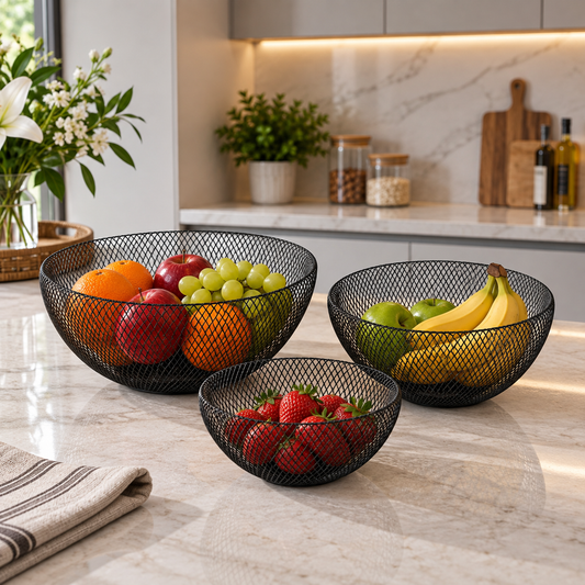 Black Metal Wire Basket Set