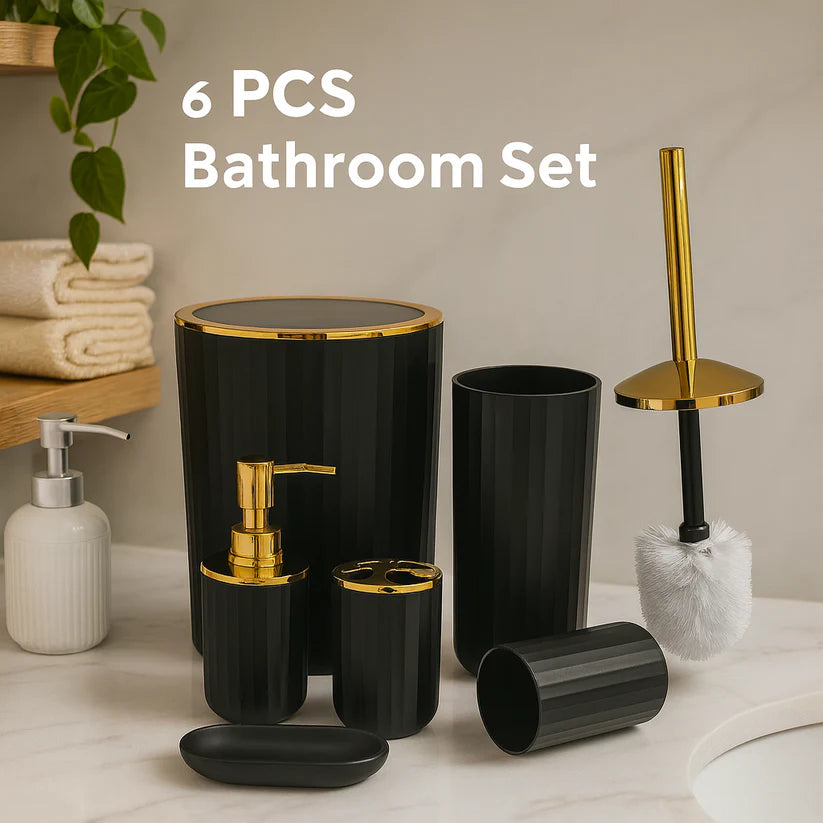 6-Piece Bathroom Accessory Set – Premium Plastic Bath Set for Modern Homes