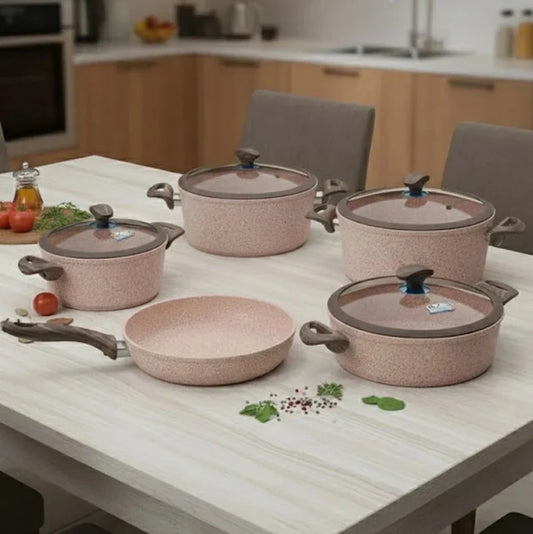 Falez 9-Piece Granite & Ceramic Coated Non-Stick Cookware Set – Ultima Pink