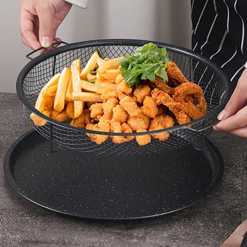 2 Piece Stainless Steel Round Shape Air Fryer Tray for Oven